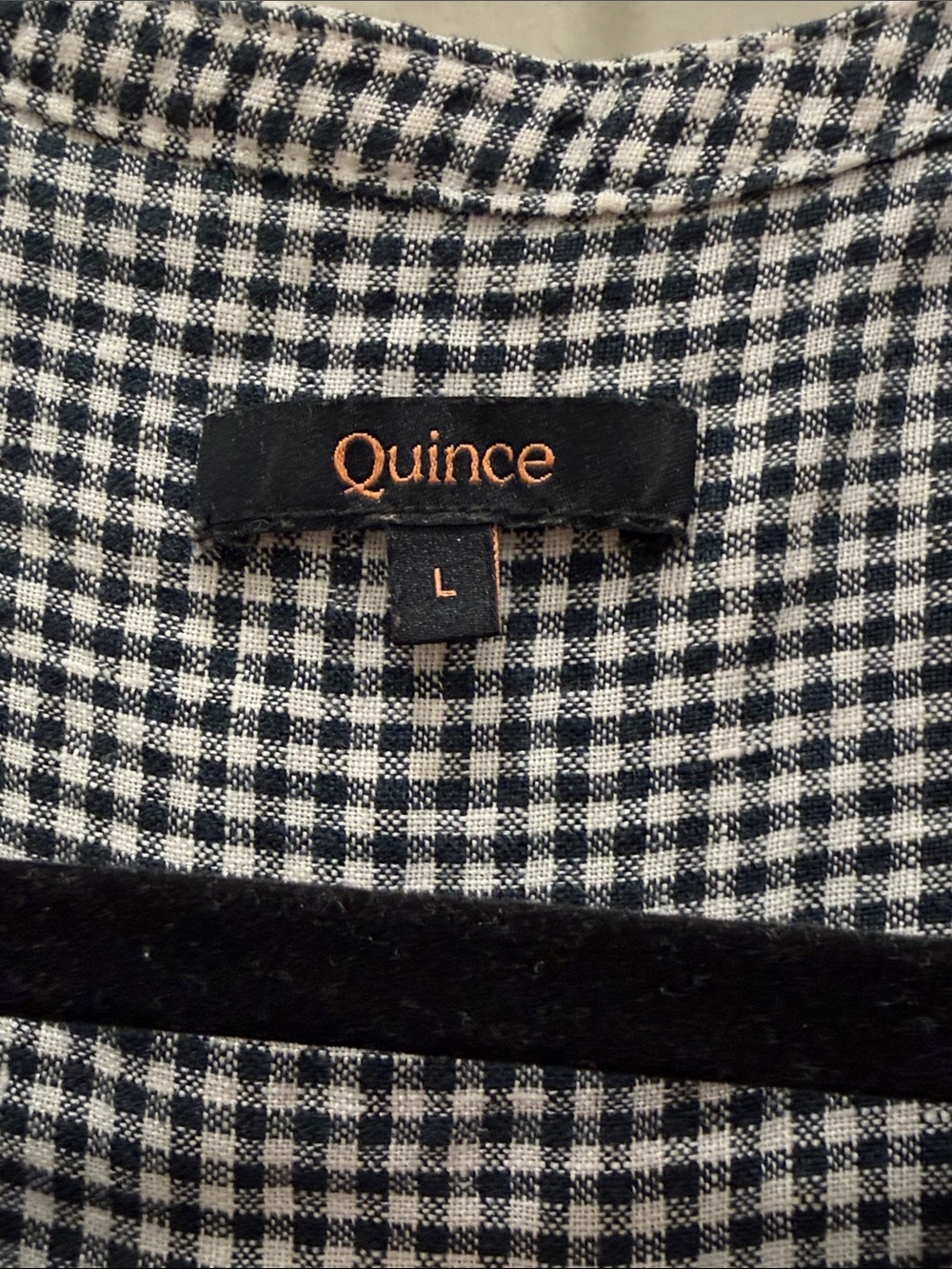 Quince linen gingham check dress, black and white, size large - Picture 8 of 11